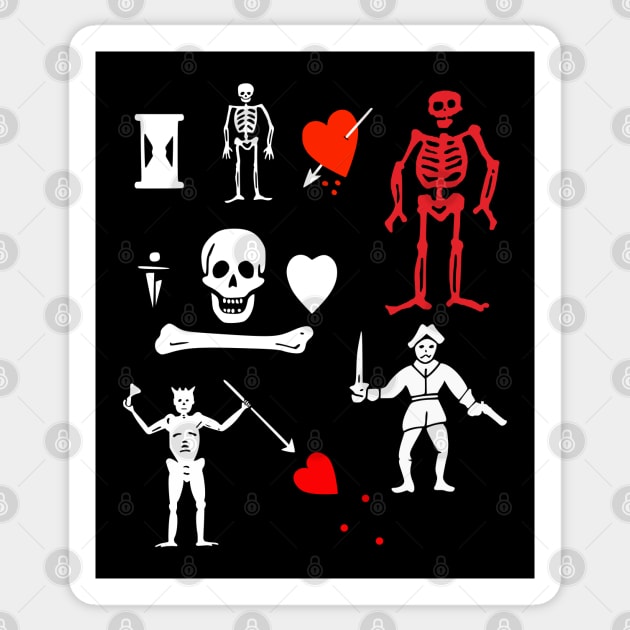 Pirate Flag Jolly Rogers Skeletons Skulls Crossbones Sticker by Yesteeyear